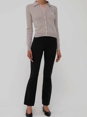 Light Taupe Button-Front Collared Cardigan - Women